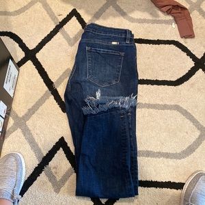 KanCan Skinny Jeans, Dark Wash, Double Frayed bottoms